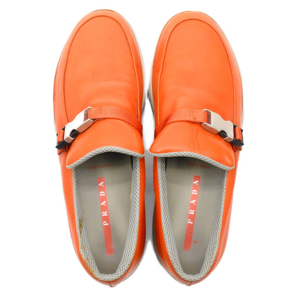 PRADA (プラダ) ベルト付きレザースリッポン オレンジ - メルカリ