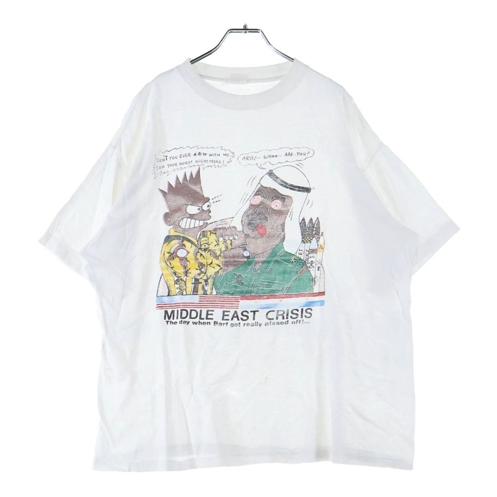 VINTAGE ヴィンテージ 90s Bootleg BART vs Hussein TEE フロントプリント半袖Tシャツ カットソー ホワイト