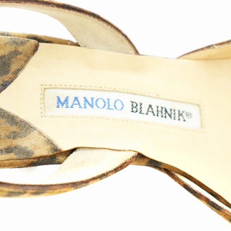 マノロブラニク MANOLO BLAHNIK ミュール ヒール ストラップ ヒョウ柄 レオパード 34.5 21.5cm 茶 ブラウン 黒 ブラック  /AN12 - メルカリ