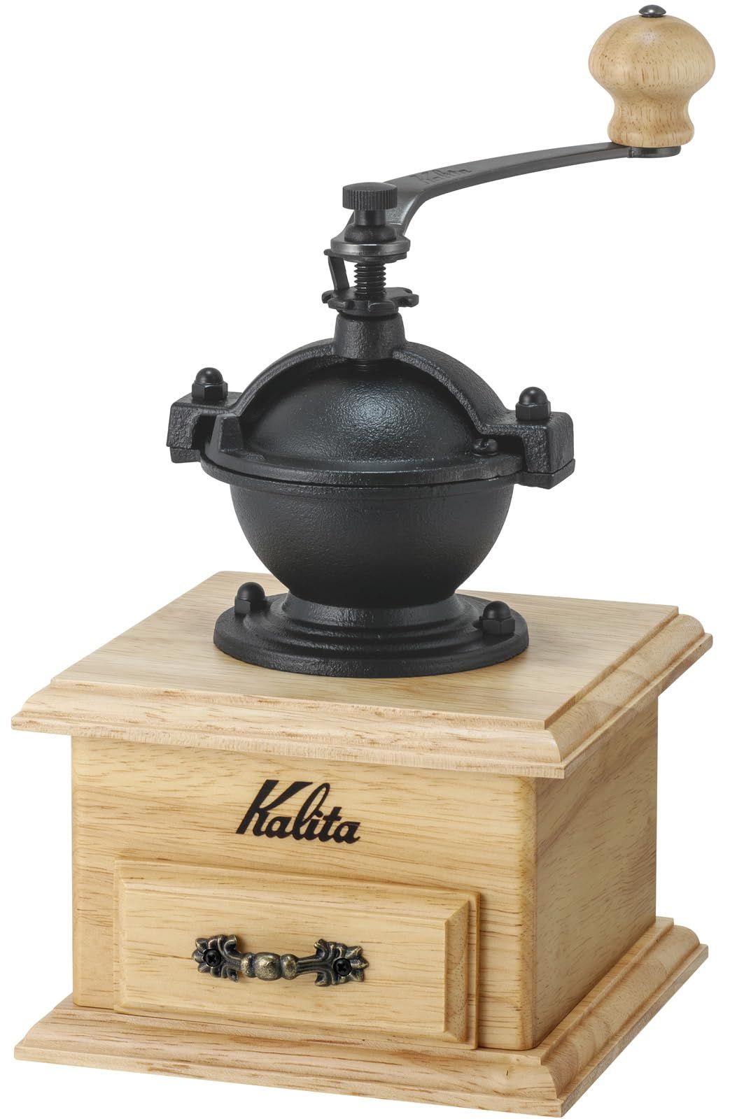 カリタ Kalita コーヒーミル 木製 アルミカッター クラシックミルNA ナチュラル 粗さ調整 手挽きコーヒーミル 42201 グラインダー ハンドミル 手動 コーヒー初心者 小型 持ち運び 登山 カフェ インテ 単品 5 クラシックミルNA