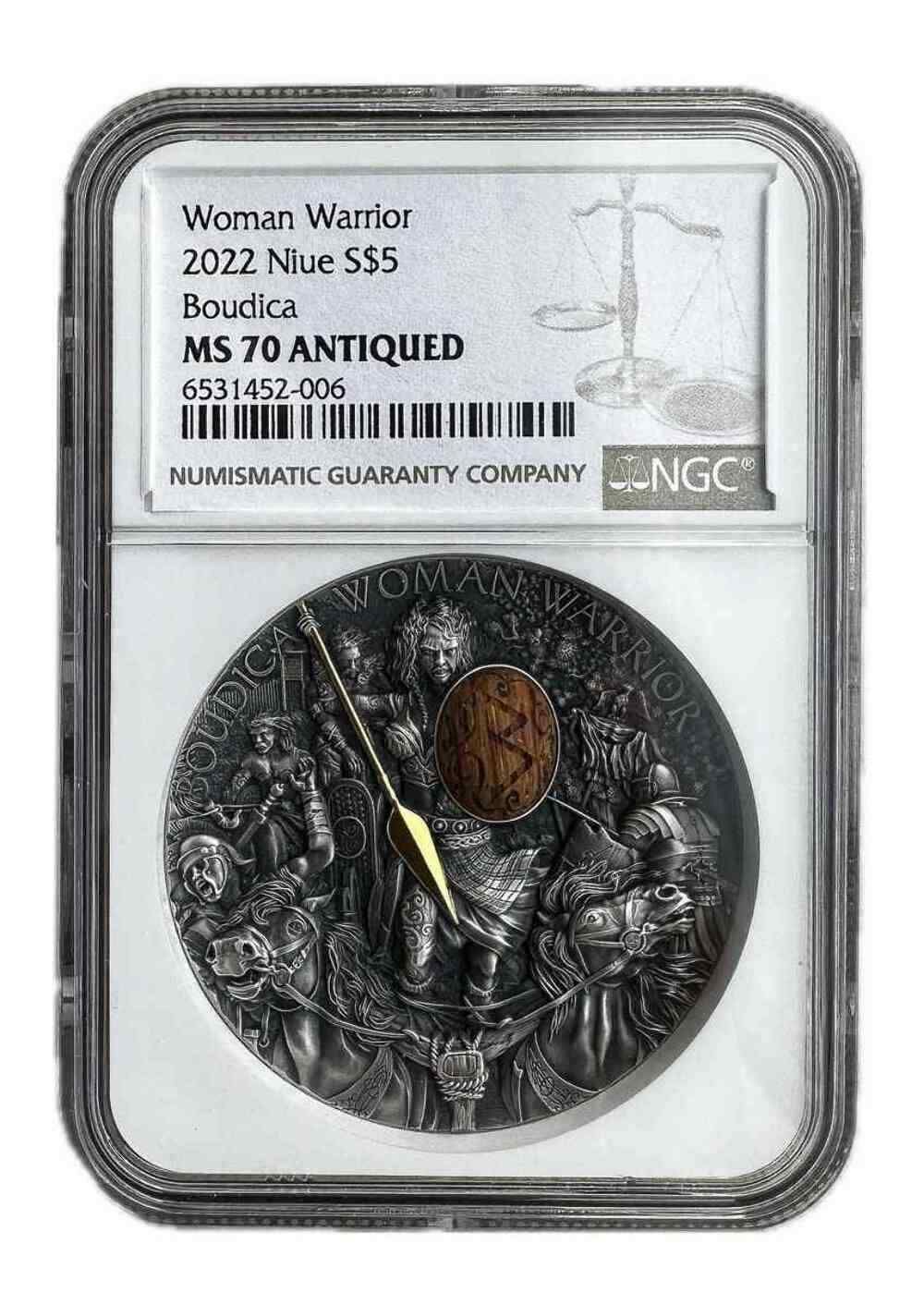 Boudica Silver WarriCoin - MS70 2025 Niue | High Relief G Plating