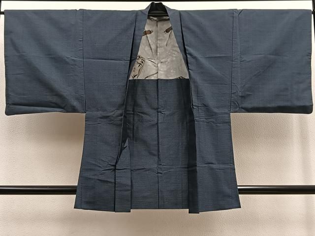 平和屋着物●男性　お召　アンサンブル・長襦袢セット　100亀甲　正絹　逸品　CAAU3134yc 平和屋着物○男性 お召 アンサンブル・長襦袢セット 100亀甲 正絹 逸品