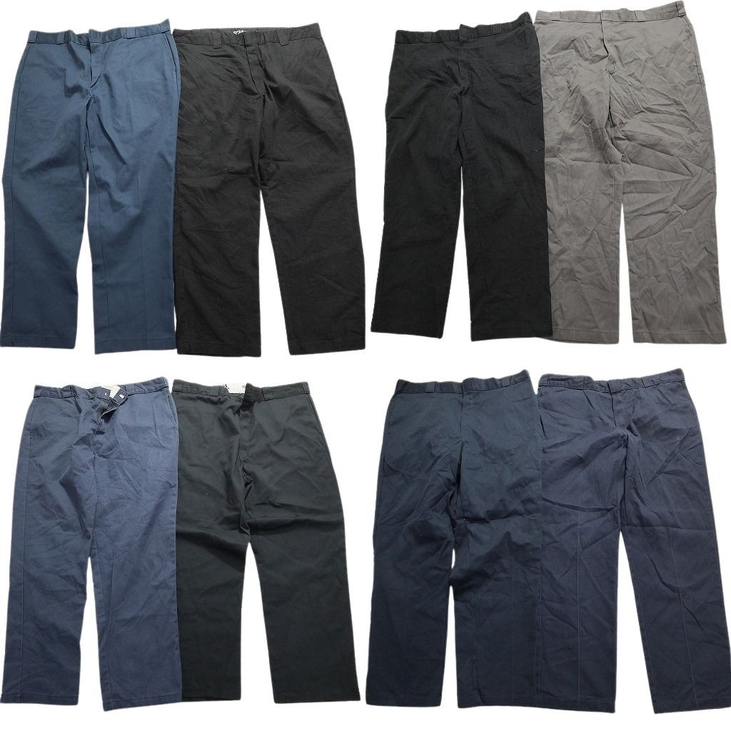 古着卸 まとめ売り ディッキーズ 874 ワーク パンツ 8枚セット (メンズ 44 /42 ) コットンパンツ チノパンツ ブラック グレー MX2036
