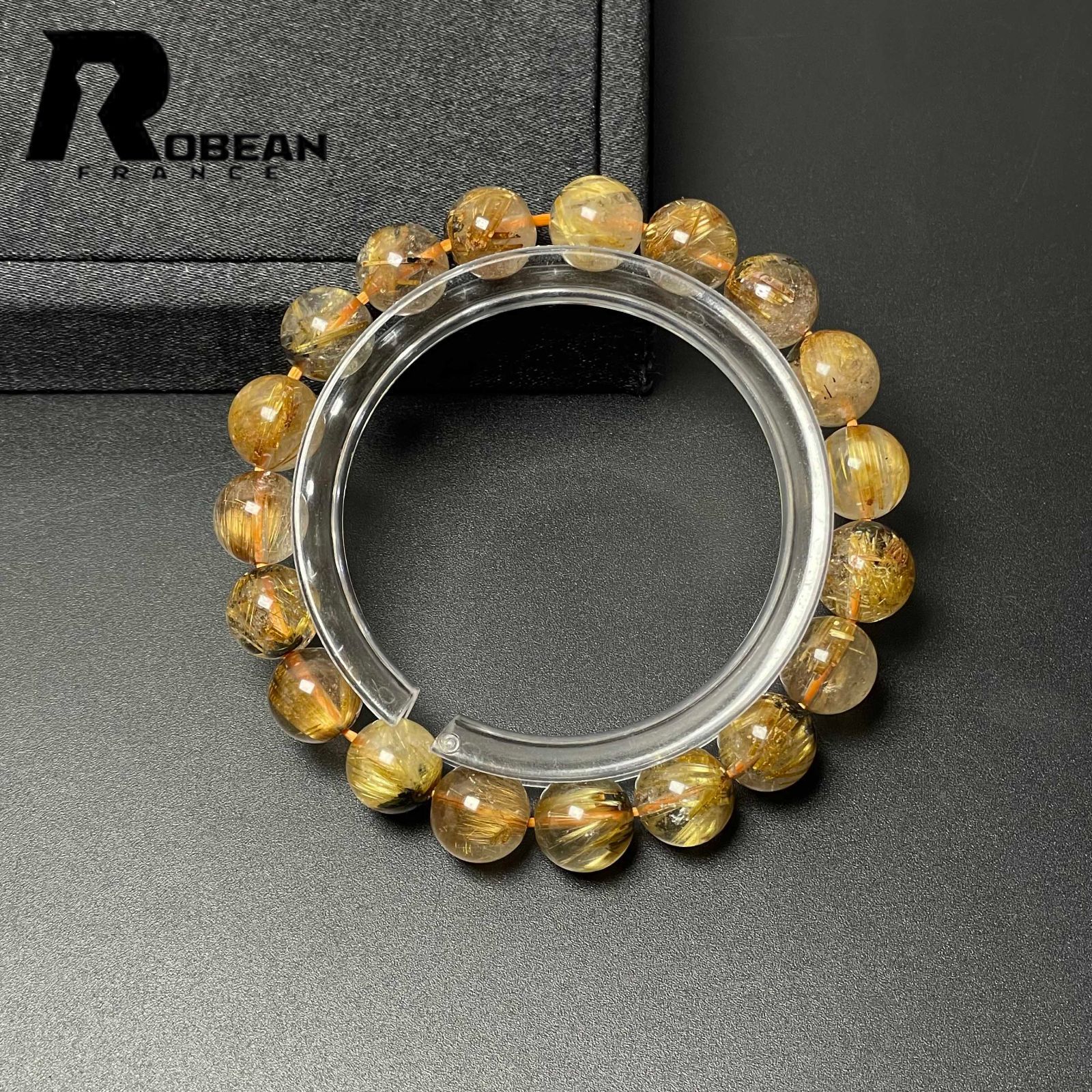 最高級g1500円☆黄金タイチンルチル水晶ブレスレット11.5mm定価6.6万円 