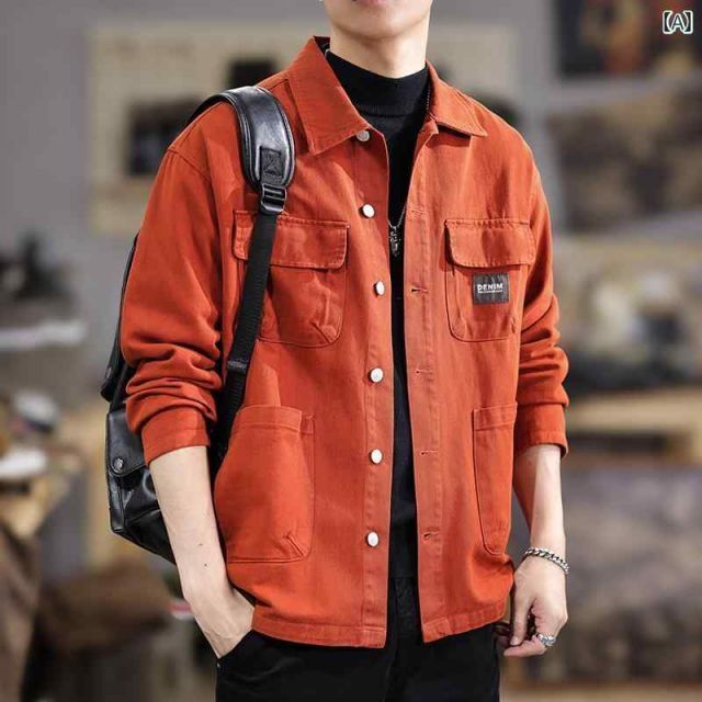 [2XL 17 1 ]メンズ  服  シンプル ファッション オシャレ 大人 かっこいい 大きいサイズ ストリート 紳士服 秋 ヘビーデューティー ウォッシュ マルチ ポケット ワークジャケット アメリカン フ