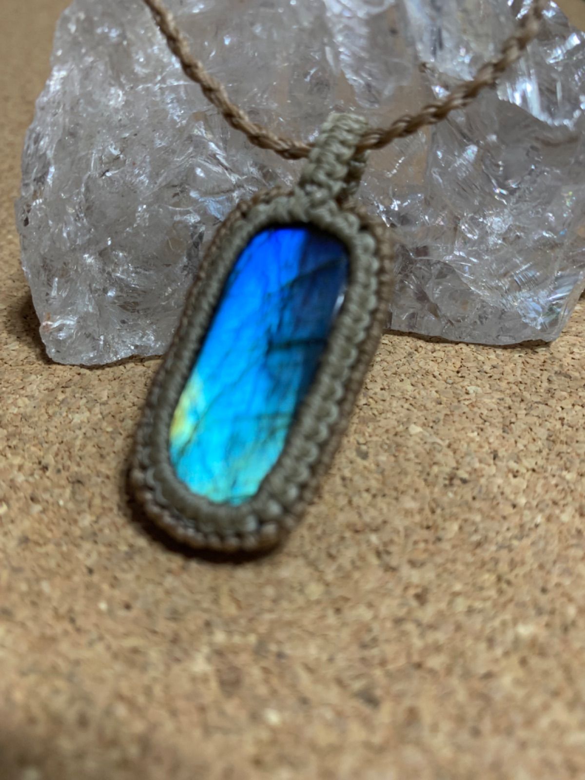 ピクチャージャスパー　ラブラドライト　マクラメ編みネックレス他１点 ラブラドライトのマクラメネックレス ピクチャージャスパー