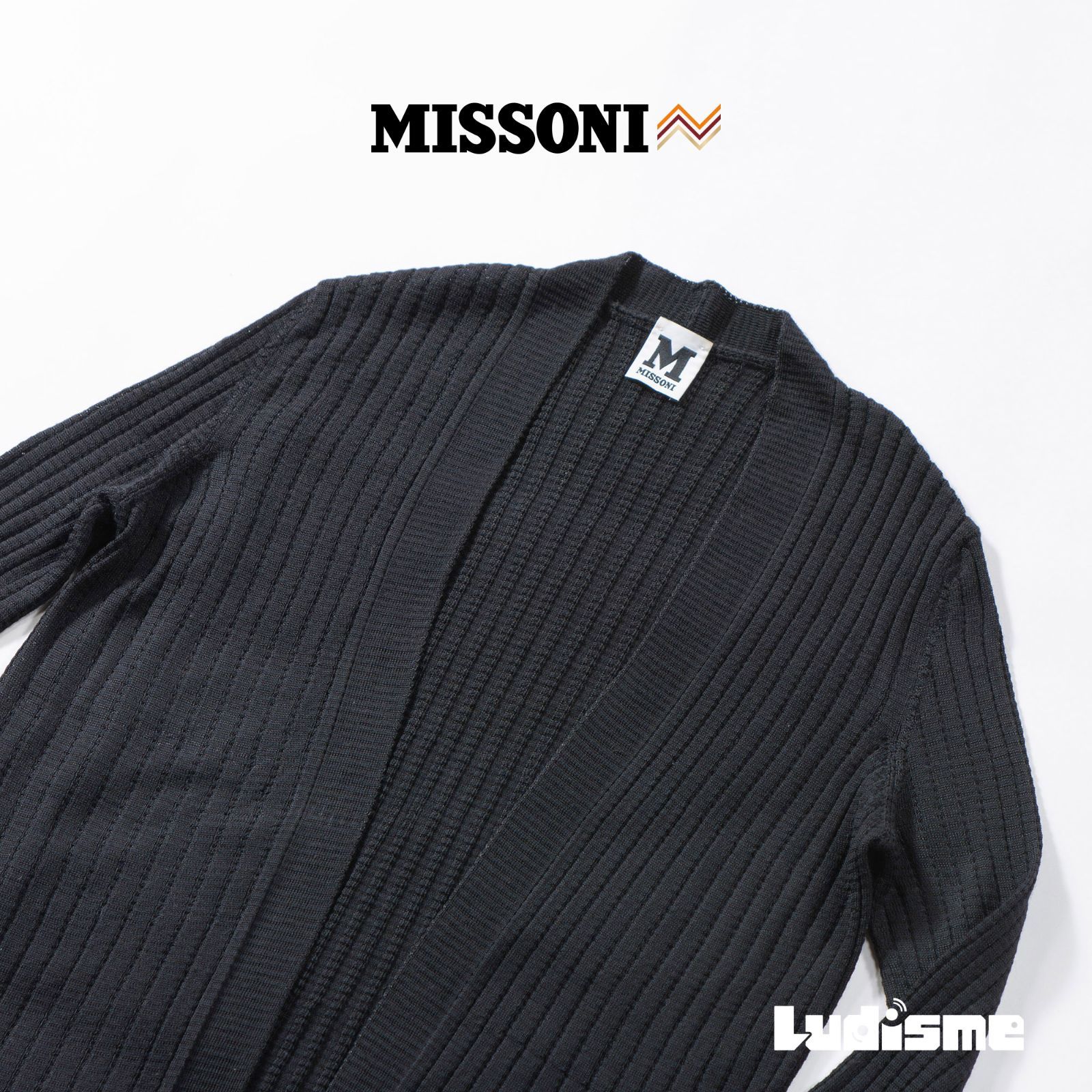 ミッソーニ M MISSONI カーディガン ロングスリーブ レーヨン×メリノウール ブラック レディースファッション レディーストップス