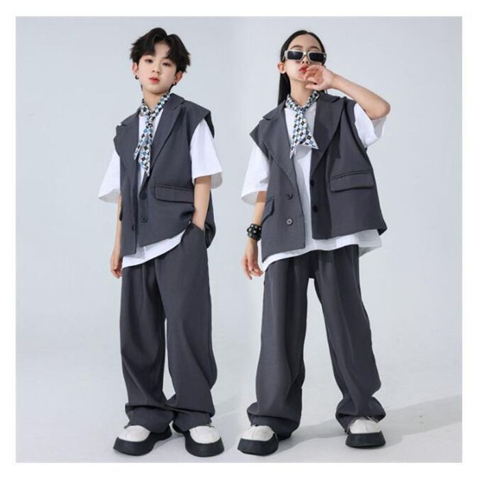 ダンス衣装 2点セット ベスト+パンツ ヒップホップ ステージ衣装 キッズ 女の子 男の子 ダンス衣装 セットアップ ジャズダン ダンス HIPHOP jazz ファッション カッコイイ 中国風 演出服 舞台服 