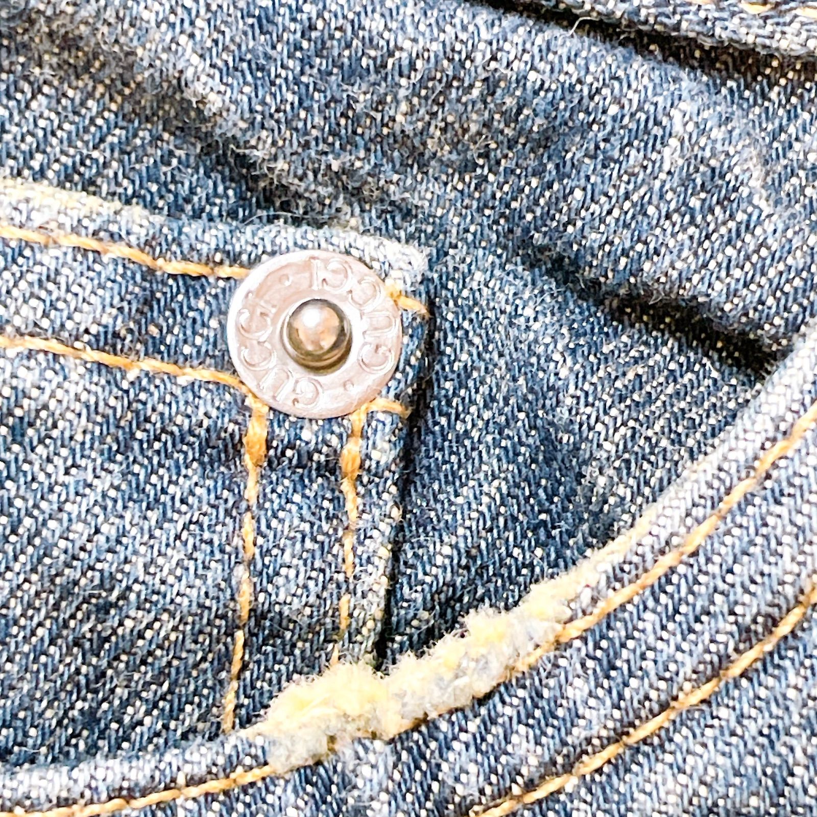 グッチ　コットンデニムひざ丈スカート　前スリット　ロゴマーク　インディゴ　XL グッチ コットンデニムひざ丈スカート 前スリット ロゴマーク