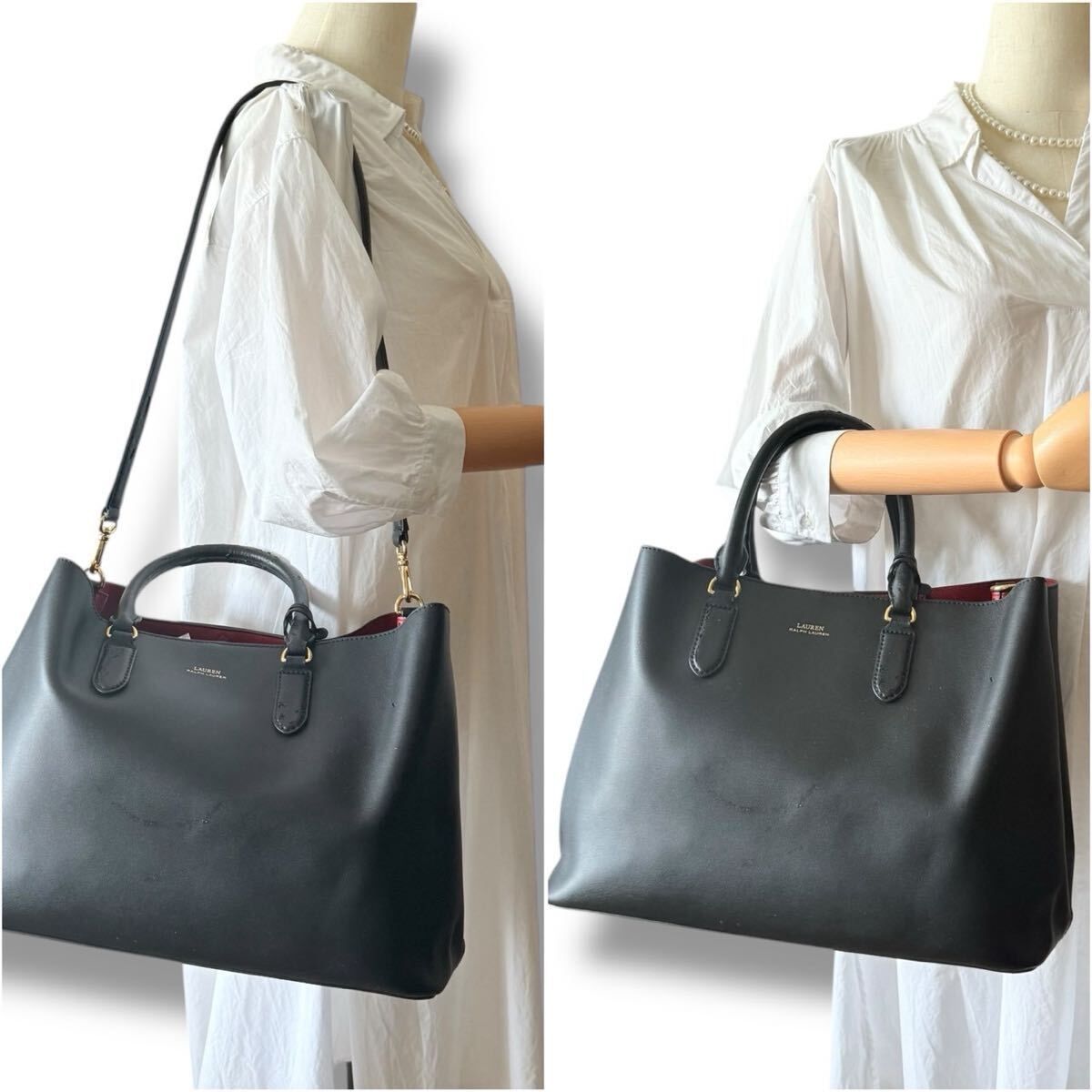 鑑定済】Lauren Ralph Lauren ローレン ラルフローレン レザー