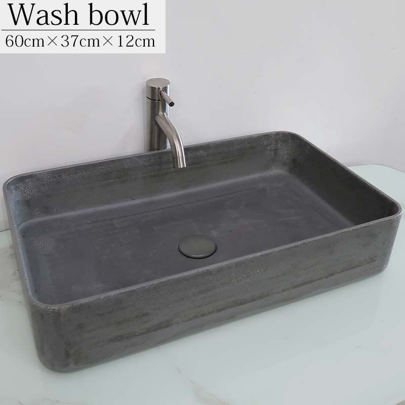 セメント製 洗面ボウル おしゃれ デザインシンク 洗面台 トイレ 水周り ナチュラル DIY 家具 インテリア 手洗い鉢 排水ホース付き 四角形 WB-50