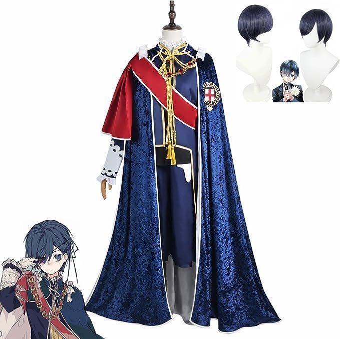 黒執事 シエル ファントムハイヴ コスプレ衣装 ウィッグ付き 帽子付き コスチューム 変装 仮装 海軍服 制服 全セット 学園祭 文化祭 漫遊展 cosplay イベント 人気 漫画 アニメ グッズ
