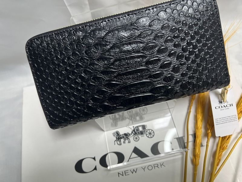 COACH 長財布 財布 コーチ ス ネーク型押し クロコダイル レザー