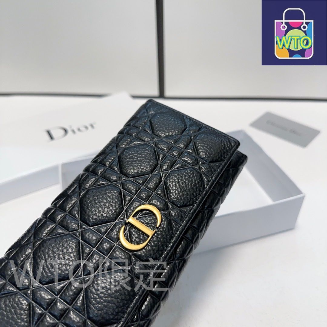 【新作★】DIOR レディース ウォレット 財布 Black 今日特価】Dior レディースウォレット, ブラック, エンボス加工