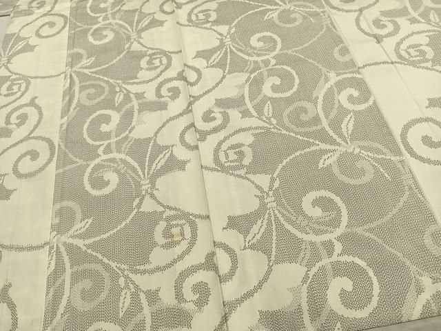 平和屋着物▽本場大島紬 単衣 唐草文 正絹 逸品 AABB2283fy