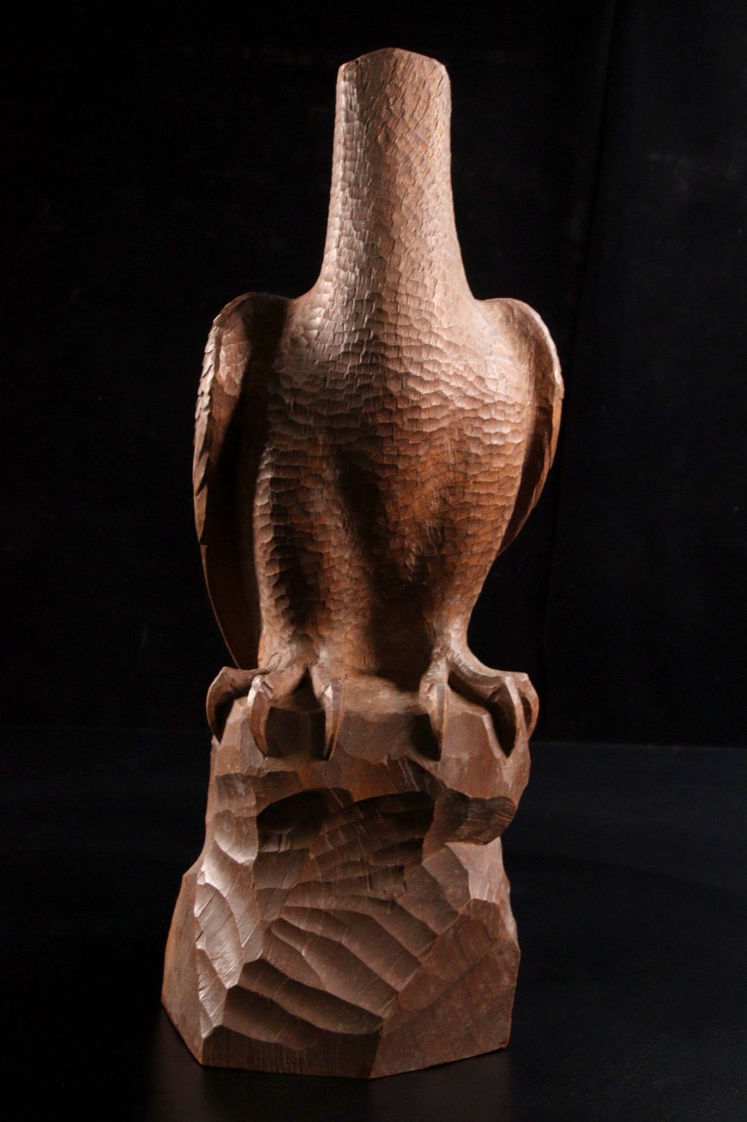 山脇正司 木彫 鷹置物 41.5cm 共箱 唐物 骨董 古美術 楾 P208-OX