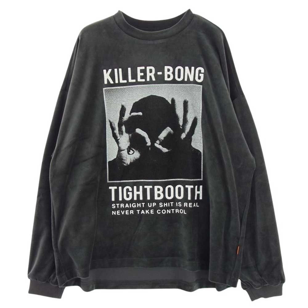 タイトブース TIGHTBOOTH  カットソー 23AW FW23-TBKB10 KILLER BONG HAND SIGN VELOUR LS KILER BONG ハンド サイン ベロア カットソー  モスグリーン系 L【中古】
