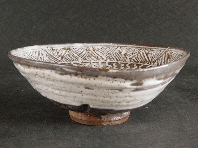 ◆御本三島茶碗 三代【河合瑞豊】作 四方桟共箱・共布 京都 茶道具◆
