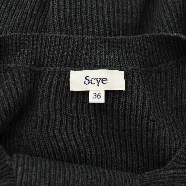 サイ SCYE Ribbed Cotton Twist Front Sweaterトップス ニット カットソー 五分袖 36 S グレー /AT ■OS ■PN レディース サイ SCYE Ribbed Cotton Twist Front Sweaterトップス ニット