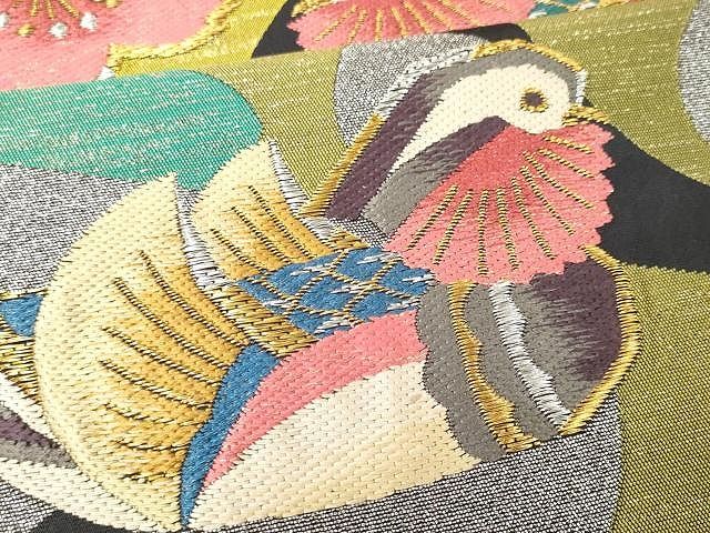 洛陽織物 水麗 唐織 品のある花 袋帯 六通柄 正絹 銀糸 西陣織物 洛陽織物 水麗 唐織 品のある花 袋帯 六通柄 正絹 銀糸 西陣織