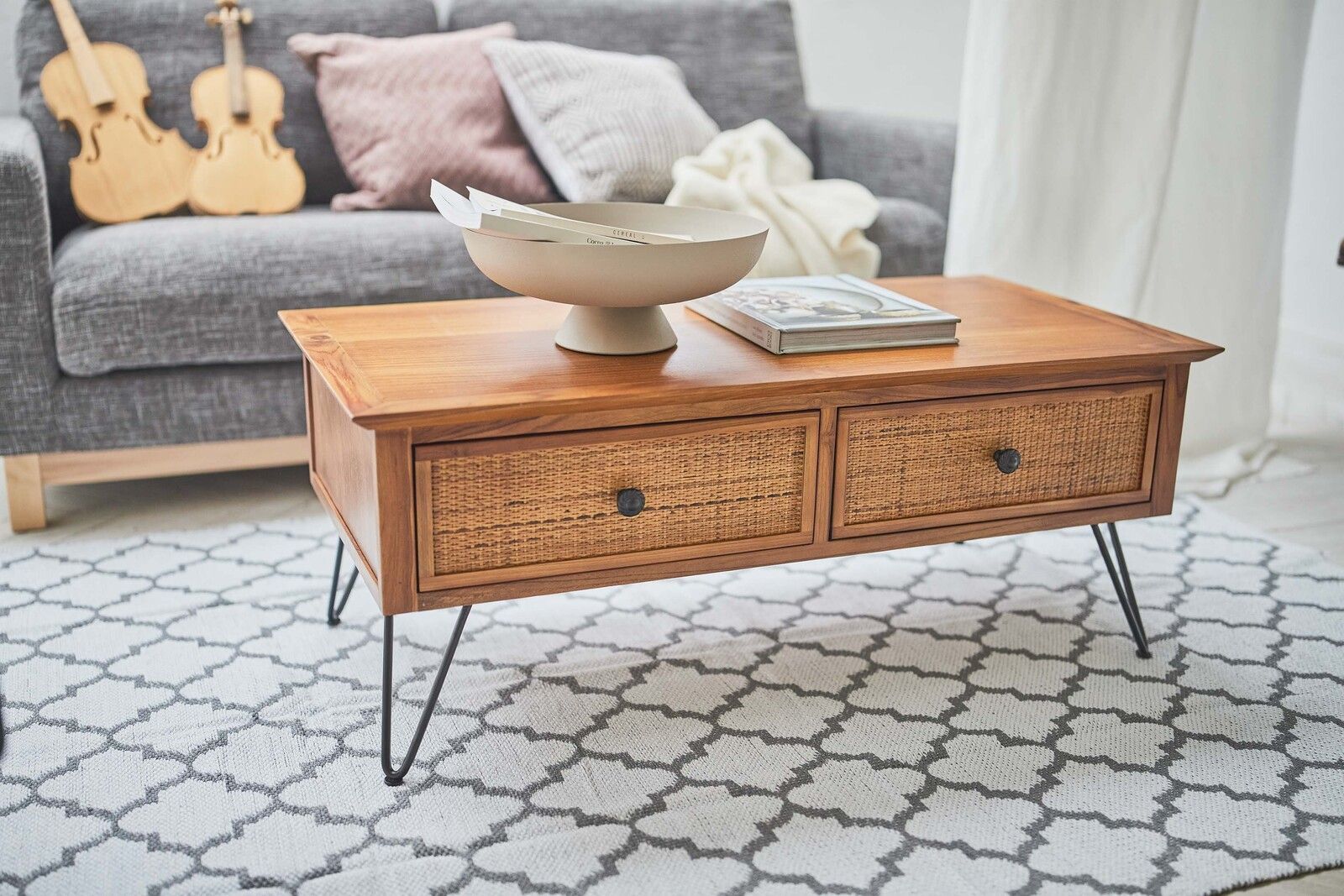 アジアン クラシック ヴィンテージ 猫脚 センターテーブル 引き出し付