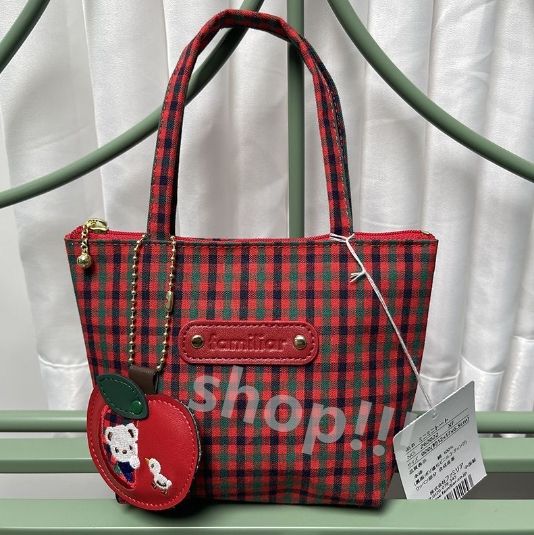 ファミリア　トートバッグ　ミニ 赤チェック XF ファミリア トートバッグ ミニ 赤チェック XF 最終価格 新品未使用