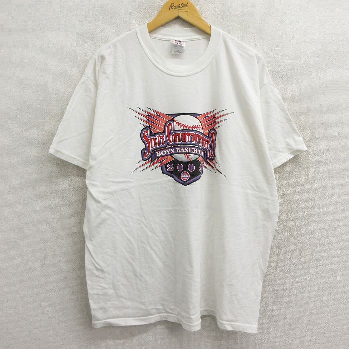 XL/古着 半袖 ビンテージ Tシャツ メンズ 00s ベースボール 野球 大きいサイズ コットン クルーネック 白 ホワイト 23aug08 中古  - メルカリ