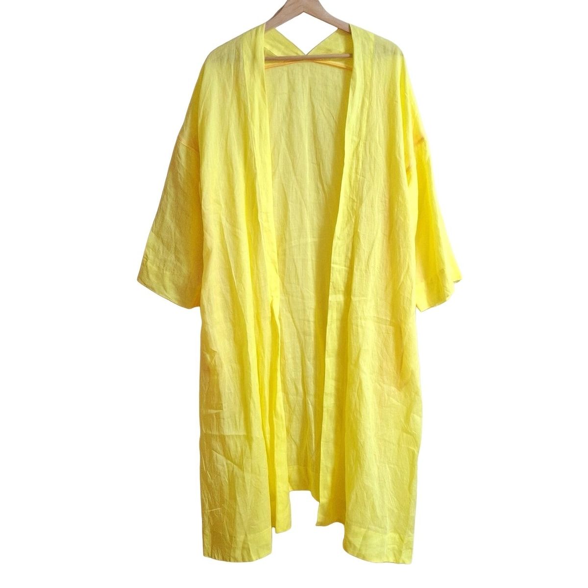 PLAIN PEOPLE プレインピープル コート サイズ9 M レディース - イエロー 長袖|麻 ラミー |ロング丈|春|秋