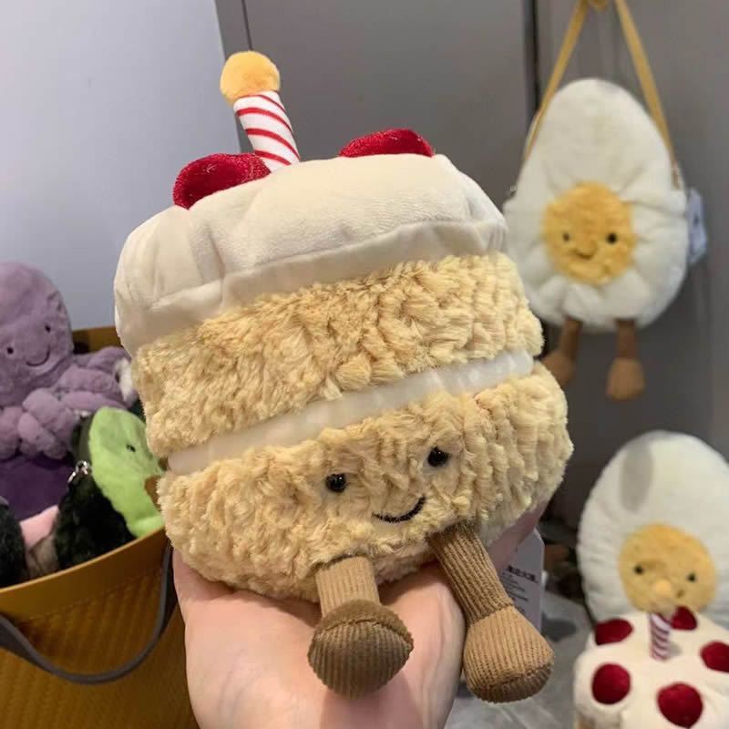 バースデーケーキぬいぐるみ クリームキャンドル付きおもちゃ
