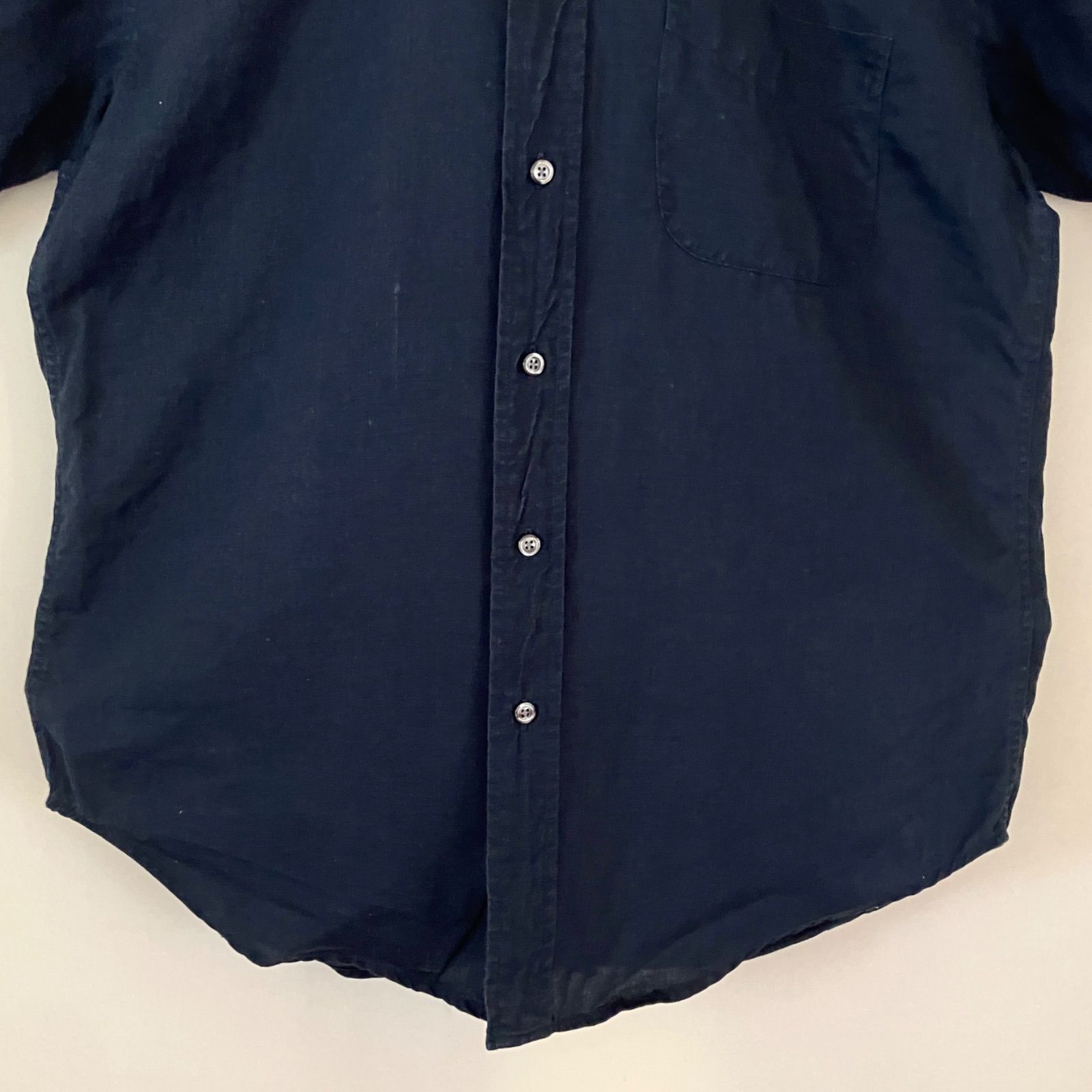 【新品未使用】Brooks Brothers 半袖シャツ　リネン　ネイビー　S 新品タグ付き ブルックスブラザーズ 半袖シャツ リネン100