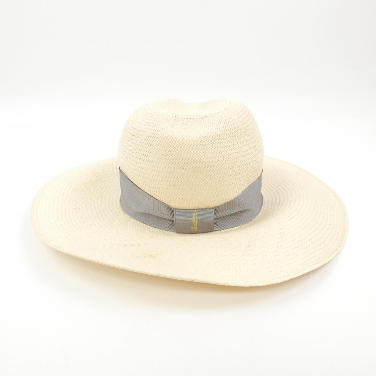 新品 ボルサリーノ Borsalino イタリア製 ファイン ワイドブリム パナマハット (56) ホワイト×ダークグリーン系 t429