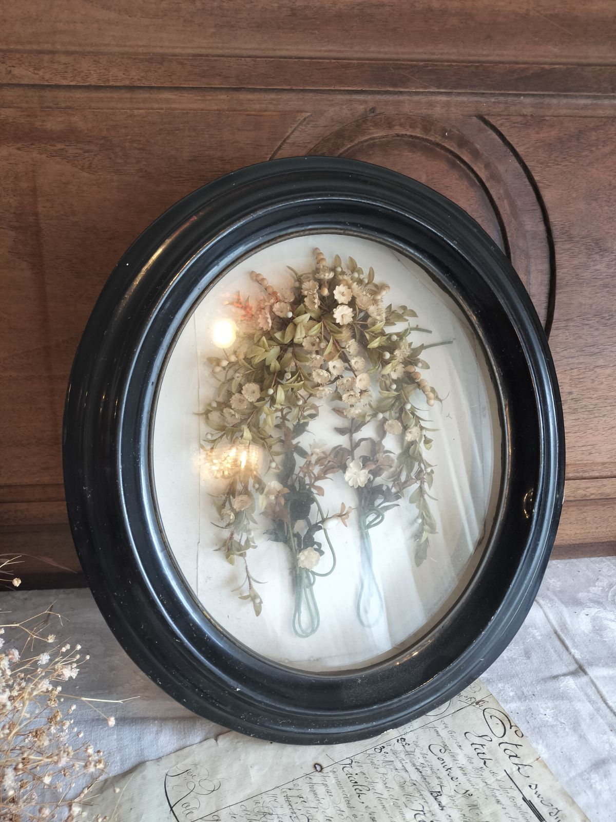 フランス アンティーク ナポレオンⅢ世 木製オーバルフレーム:a