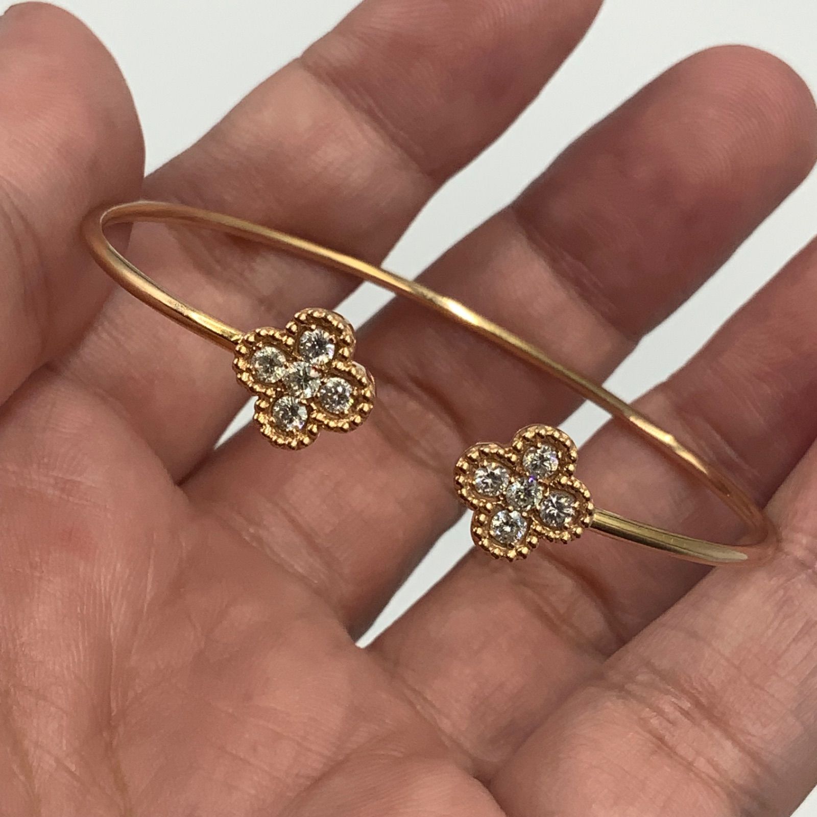 K18PG ピンクゴールド バングル 5g ダイヤモンドバングル 0.5ct