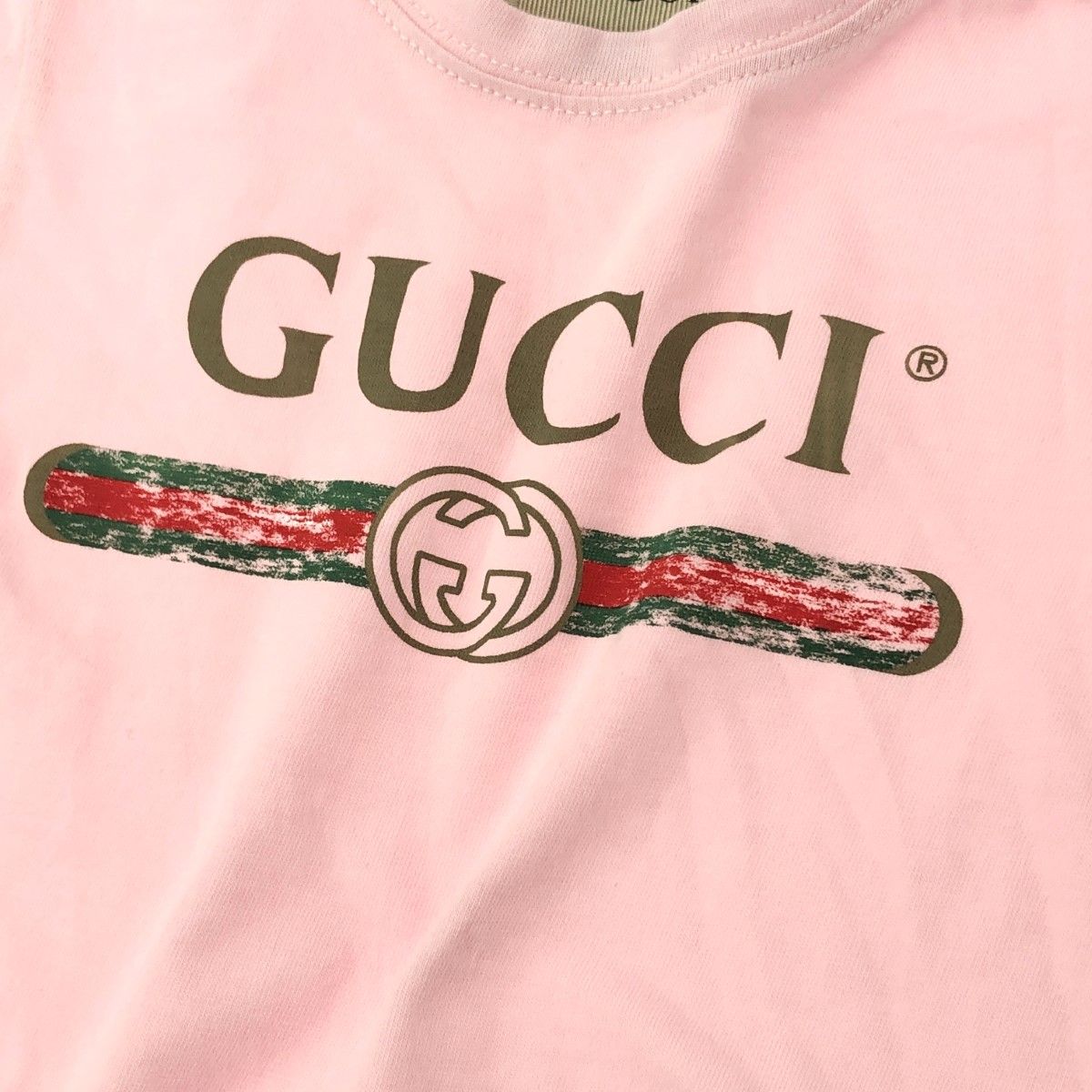GUCCI グッチ スタイ付 ロゴプリント 半袖ロンパース サイズ:6