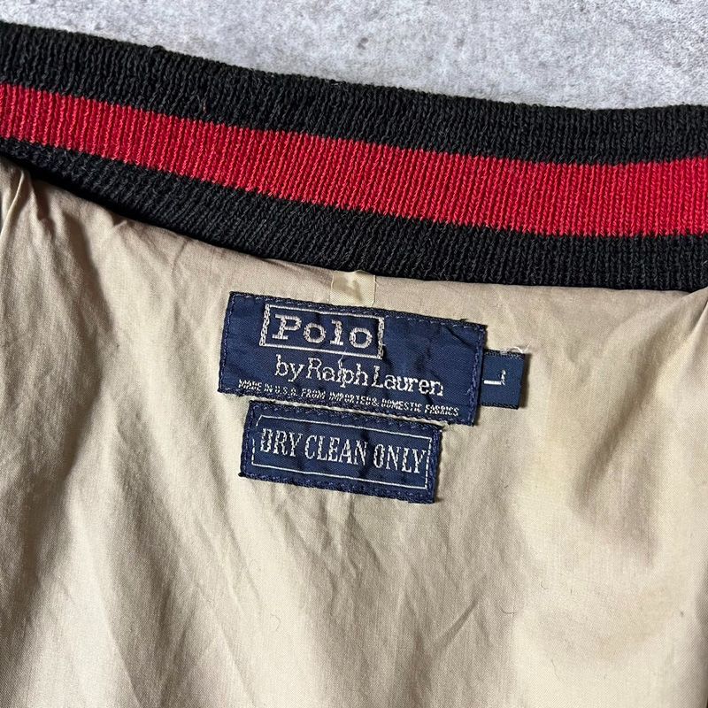 80s USA製 POLO RALPH LAUREN コットン ライナー ウール スタジャン L