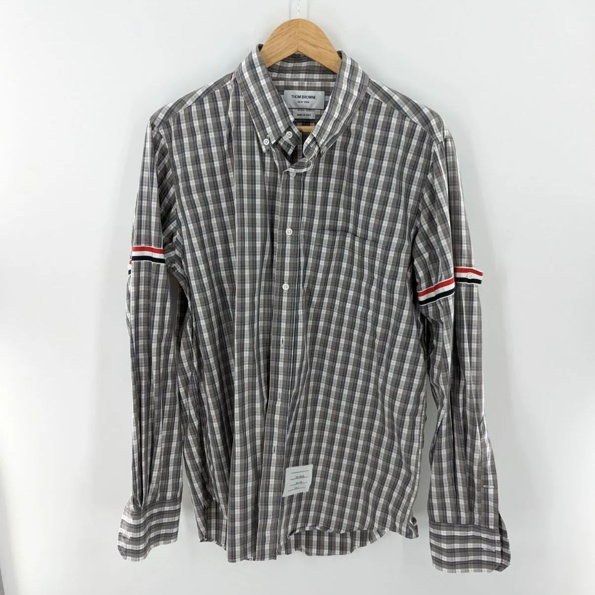 THOM BROWNE/トムブラウン チェックシャツ トリコロールテープ 長袖