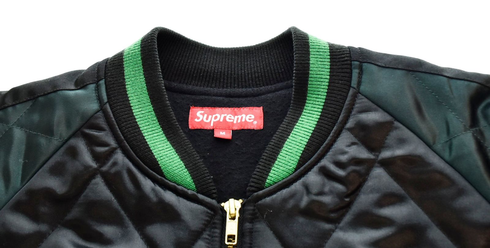 シュプリーム SUPREME 13AW Quilted Satin Bomber Roseローズ刺繍ZIP 