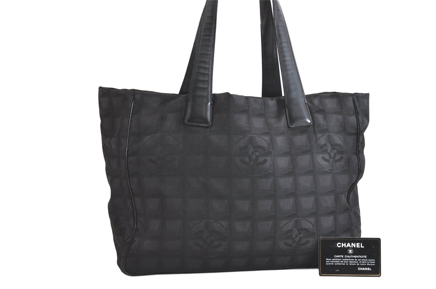 CHANEL シャネル ニュウ トラベル ライン ショルダートートバッグ ナイロン ブラック ジャンク 2750N