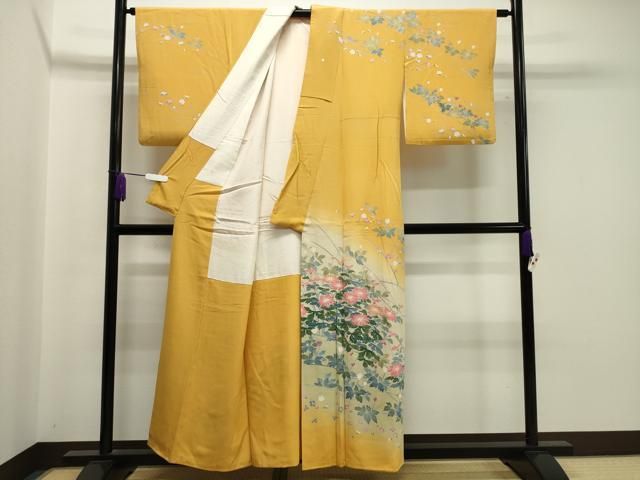 平和屋着物○訪問着 友禅 作家物 草花文 暈し染め 正絹 逸品