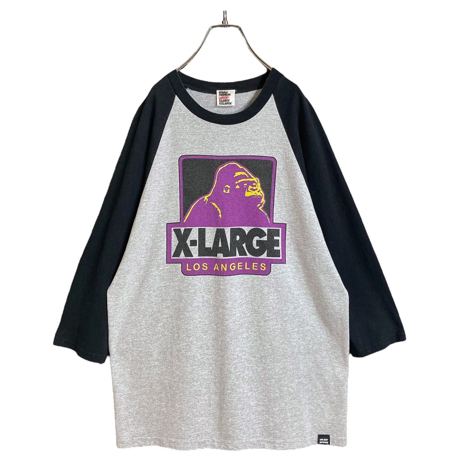 90-00s XLARGE bi-color logo print raglan Tee