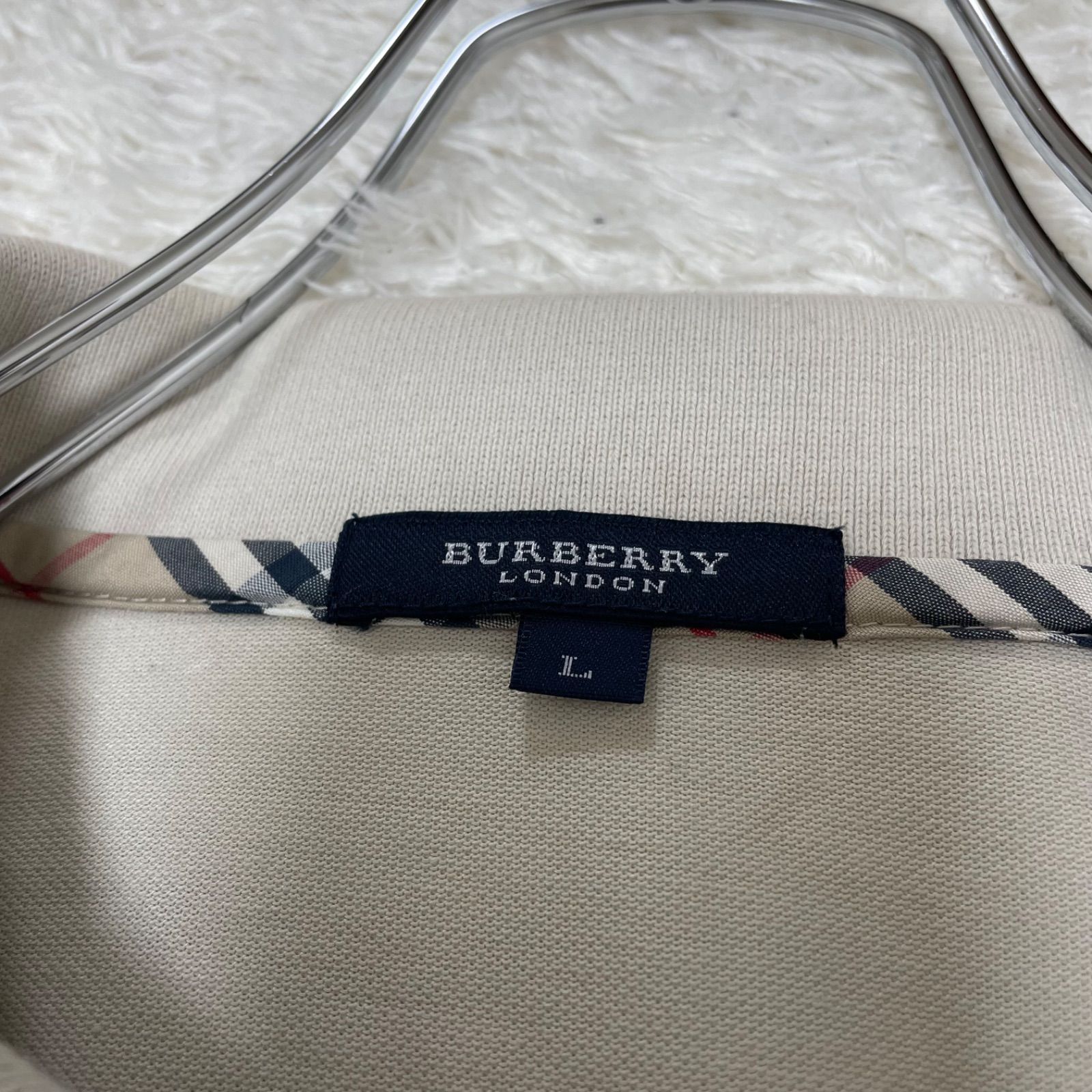 希少☆BURBERRY LONDONホースロゴ刺繍ベージュポロシャツ中古美