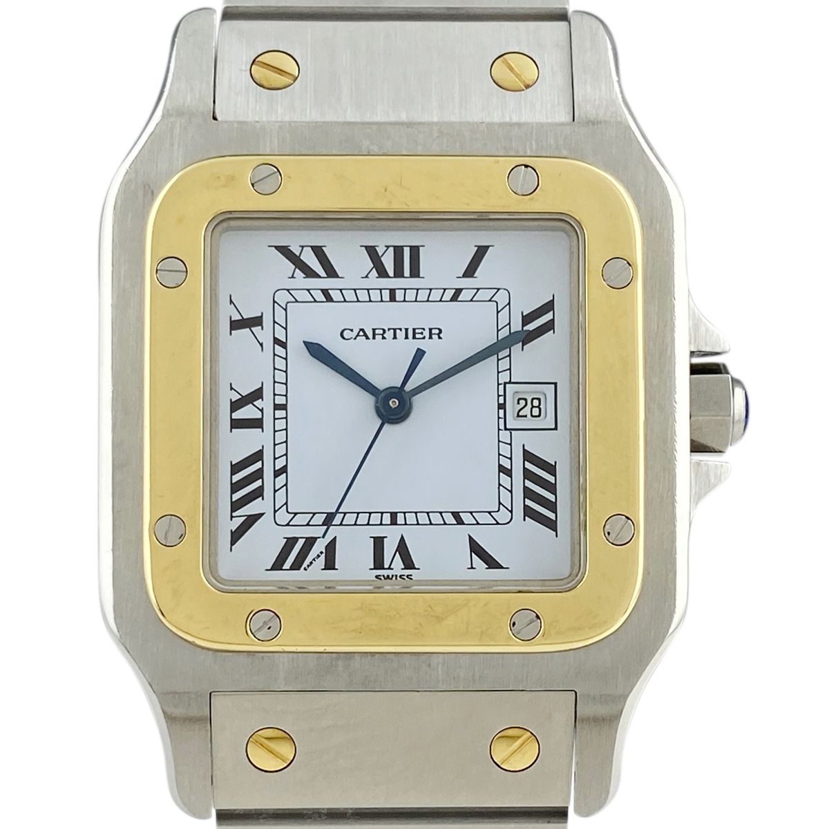 カルティエ CARTIER サントスガルべ LM 2961 腕時計 SS YG 自動巻き ホワイト メンズ 【中古】