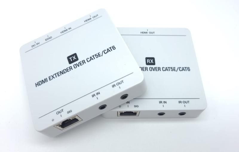 三生テック HDMI 延長器 エクステンダー 4K 60 最大50ｍ 電源供給型PoC対応 IR対応 LANケーブル Cat5e Cat6 延長 ディスプレイ プロジェクターの延長 FY-EX61