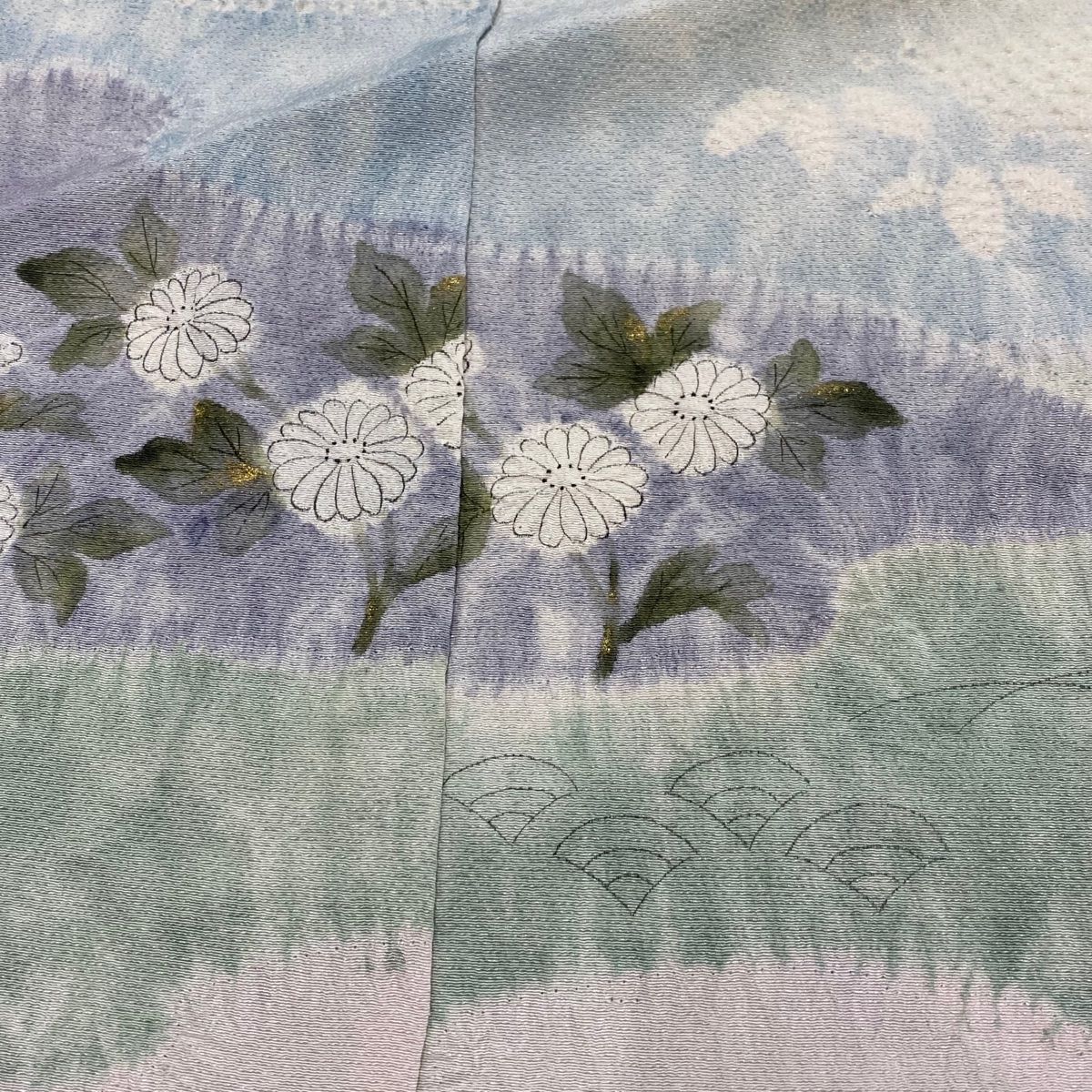 仮絵羽　訪問着　正絹　華文　唐草花　薄緑 仮絵羽 訪問着 正絹 華文 唐草花 薄緑 仮絵羽 訪問着