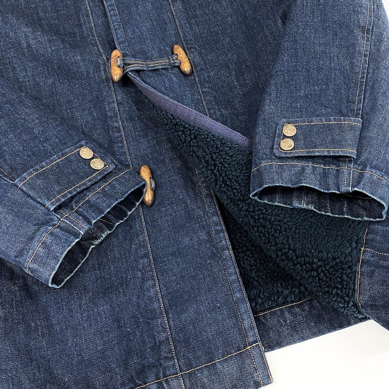 美品】パパスPAPAS デニムダッフルコート Lサイズ