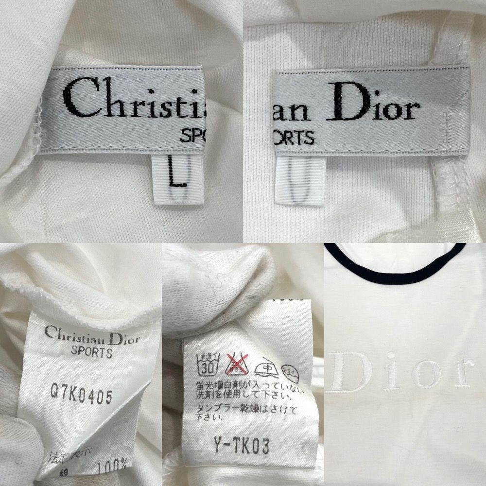 クリスチャンディオール タンクトップ レディース ノースリーブ 刺繍 トップス ロゴ アパレル 服 春 夏 Christian Dior L ホワイト  白 ブラック 黒 コットン 【中古品】