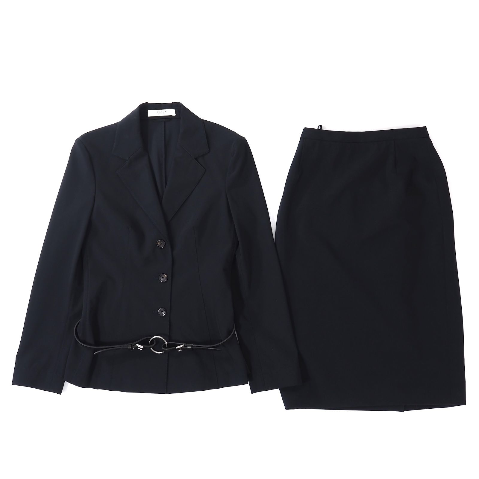 プラダ プラダ ジャケット スカート セットアップ スカートのみ プラダ PRADA レザーベルト付 セットアップ ジャケット スカート