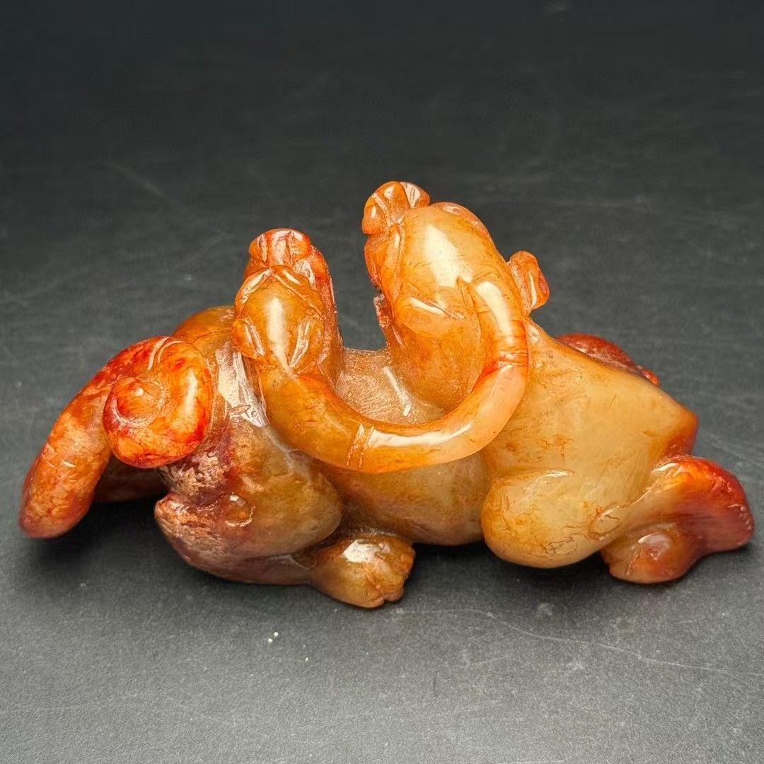 中国古美術.旧蔵品.古和田玉獸.純手工細密彫 . 裝身具.置物.賞物.中国