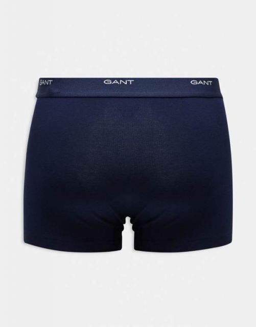  ガント メンズ トランクス アンダーウェア GANT 3 pack trunks with logo waistband in blue College トランクス 下着 アンダーウェア