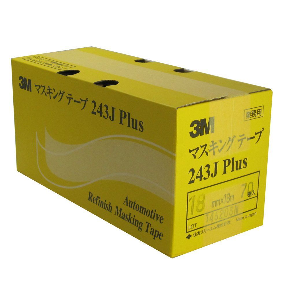 Size 18mm×18m_PatternName 単品 3M No.243J PLUS マスキングテープ 18mm×18M 70巻入